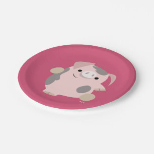 Assiettes En Carton Carton mignon Danser Plaques de papier de porc