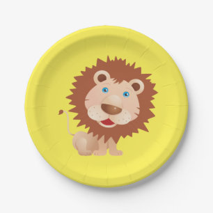 Assiettes En Carton Cartoon Cute Circus Lion fête d'anniversaire