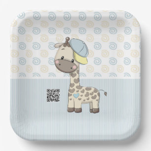 Assiettes En Carton Cartoon personnalisé Baby Boy Giraffe Plaque en pa