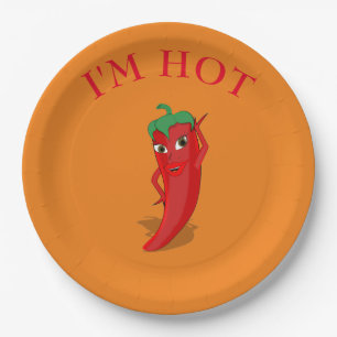 Assiettes En Carton Cartoon Rouge Hot Pepper Diva