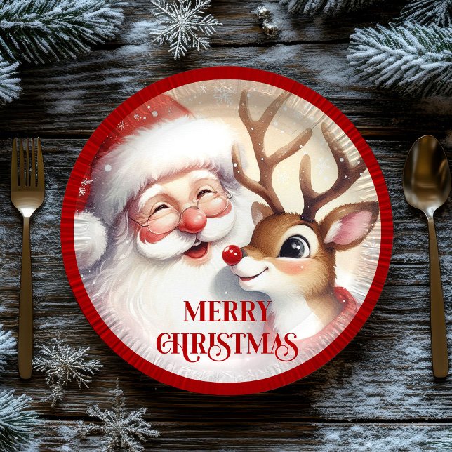 Assiettes En Carton Cartoon Santa Claus Rudolph Christmas Plates (Cartoon Santa Claus Rudolph Christmas Plates)