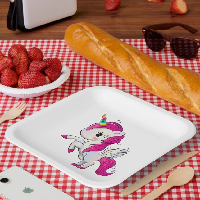 Assiettes En Carton Cartoon Unicorn (Pique-nique)