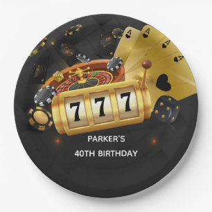 Assiettes En Carton Casino Personnalisé Night Party Black Gold