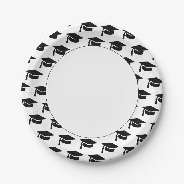 Assiettes En Carton Casquette Black Tassel de la fête de graduation (Devant)