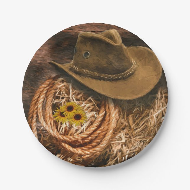 Assiettes En Carton Casquette Cowboy (Devant)