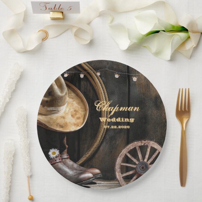Assiettes En Carton Casquette de bottes de campagne, Mariage de bois d (Mariage)