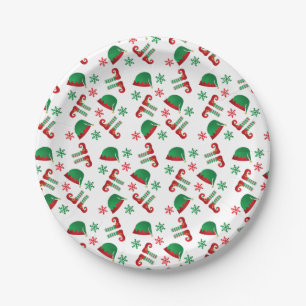 Assiettes En Carton Casquette des neiges de Noël Motif Rouge vert
