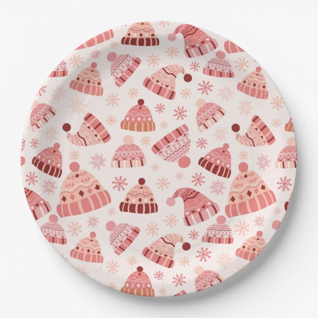 Assiettes En Carton Casquettes d'hiver et Mittens (Devant)
