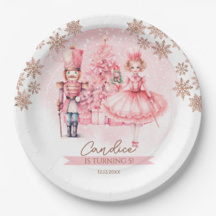 Assiettes En Carton Casse-Noisette Rose Et Or Anniversaire Sucre Plum