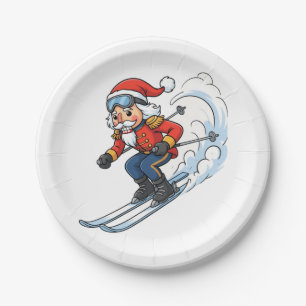 Assiettes En Carton Casse-Noisette Skieur Noël 2026 Vacances Ski