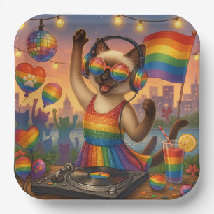 Assiettes En Carton Cat Pride Paws Pride d'inspiration chat LGBTQ