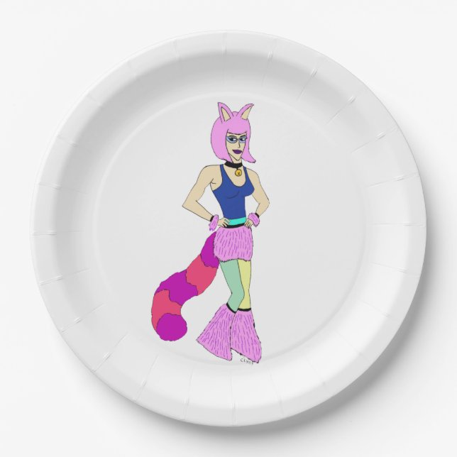 Assiettes En Carton catgirl (Devant)