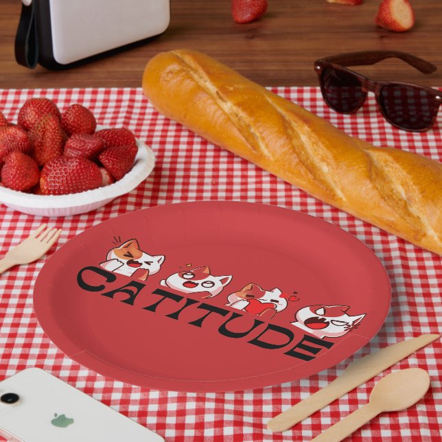 Assiettes En Carton Catitude Paper Plates – Four Kawaii Cat Designs 🐾 (Pique-nique)
