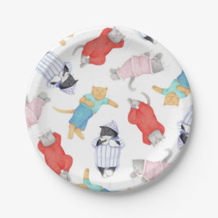 Assiettes En Carton CATS PAJAMAS Plaques rondes en papier