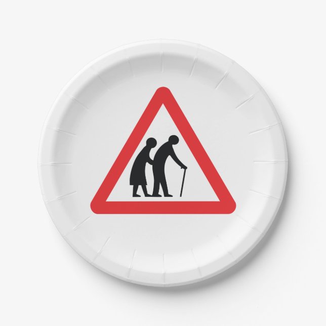 Assiettes En Carton CAUTION Personnes ÂGÉES - VOYAGE UK (Devant)