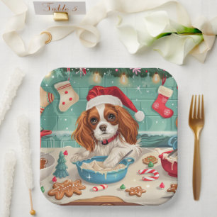 Assiettes En Carton Cavalier King Charles Spaniel Baking Noël