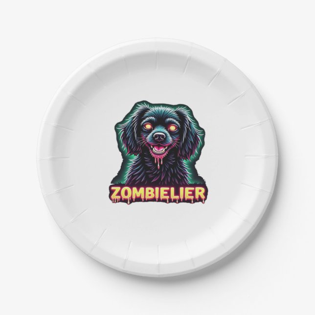 Assiettes En Carton Cavalier King Charles Spaniel CKCS Zombie Dog Hall (Devant)