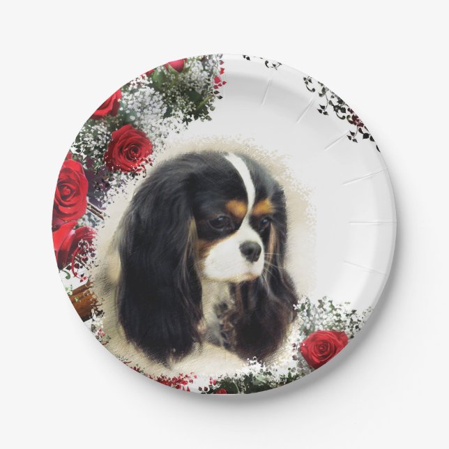 Assiettes En Carton Cavalier King Charles Spaniel - Tri, Plaque (Devant)