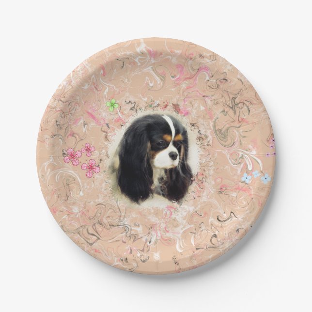 Assiettes En Carton Cavalier King Charles Spaniel - Tri, Plaque (Devant)