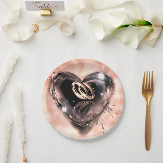 Assiettes En Carton Ce Que Dieu A Mis Ensemble Mariage Rose (Argent) (Mariage)