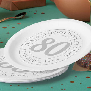 Assiettes En Carton Célébration commémorative du 80e anniversaire