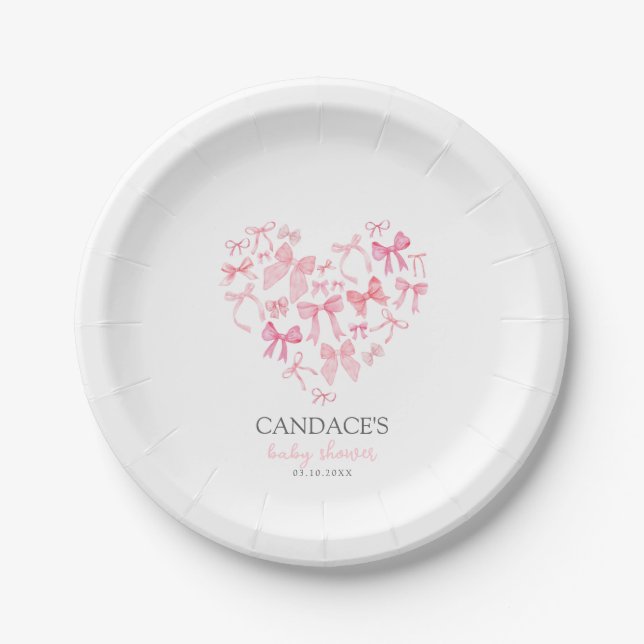 Assiettes En Carton Célébration de Baby shower personnalisée Pink Hear (Devant)