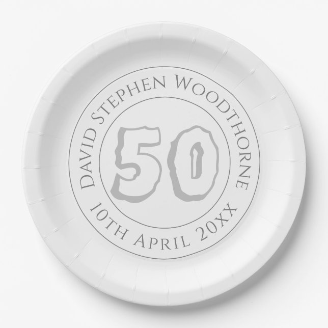 Assiettes En Carton Célébration du 50e anniversaire Personnalisée (Devant)