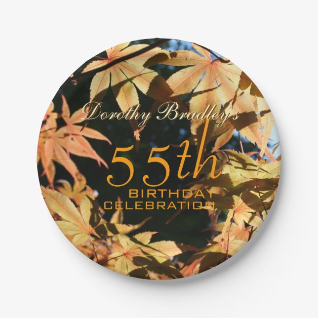 Assiettes En Carton Célébration du 55e anniversaire Automne Personnali (Devant)
