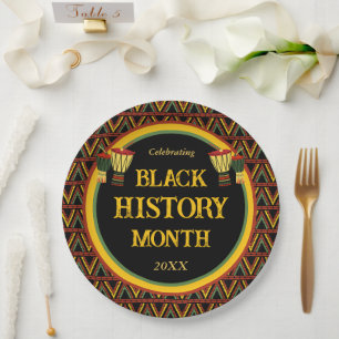 Assiettes En Carton Célébration du Mois de l'histoire des Noirs Motif 