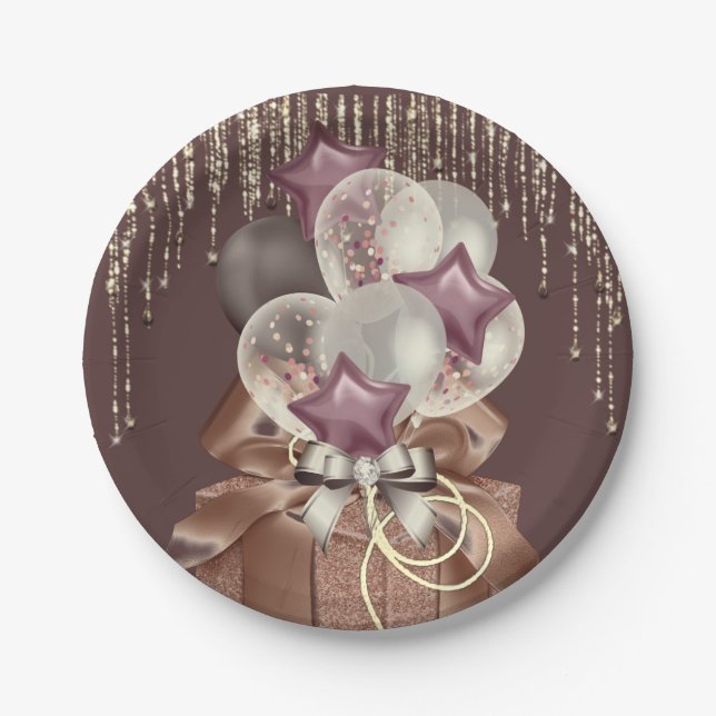 Assiettes En Carton Célébration du violet et de l'or (Devant)