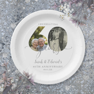 Assiettes En Carton Célébration élégante des 60 ans de mariage avec 2