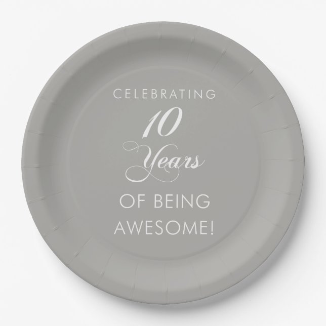 Assiettes En Carton Célébrer 10 Ans D'Être Étonnant (Devant)