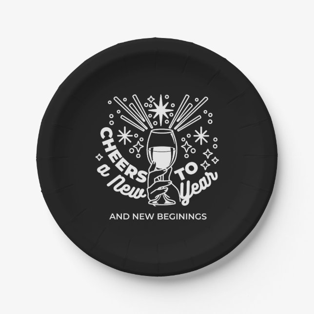 Assiettes En Carton Célébrer les nouveaux débuts Vin Verre Illustratio (Devant)