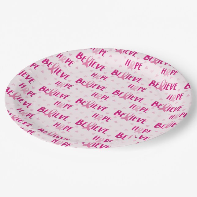Assiettes En Carton Célébrer l'événement rose (Angle)