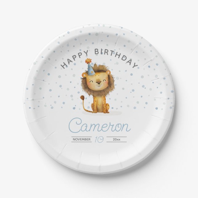 Assiettes En Carton Célébrez avec une ruée ! Anniversaire du lion du g (Devant)