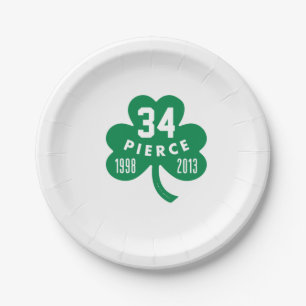 Assiettes En Carton Celtics - Pierce 34 Retraité Numéro Clover (Vert)