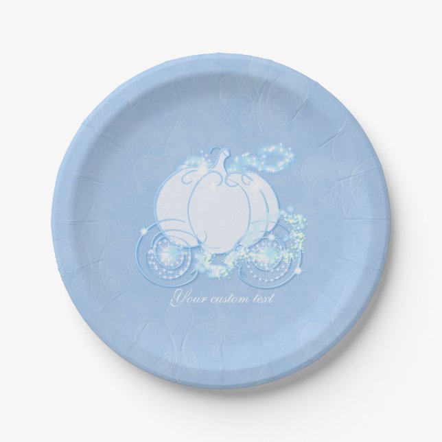 Assiettes En Carton Cendrillon Fairytale Carriage Plaques Bleues Party (Devant)