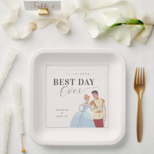 Assiettes En Carton Cendrillon Meilleur jour jamais Mariage