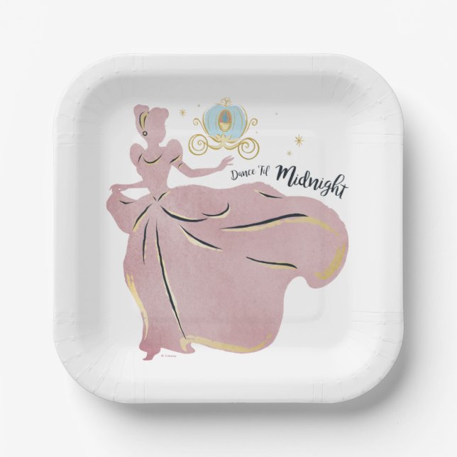 Assiettes En Carton Cendrillon Silhouette "Danse jusqu'à minuit" (Recto)