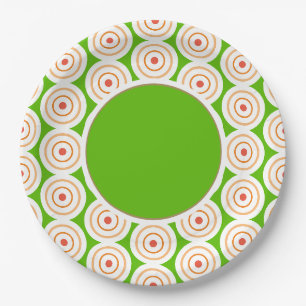 Assiettes En Carton Centre de cercle d'art en carrelage vert brillant