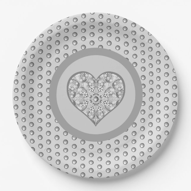 Assiettes En Carton Céramique gris dentelle (Devant)