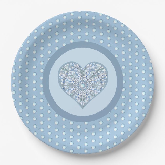 Assiettes En Carton Céramique Lace Bleu clair (Devant)