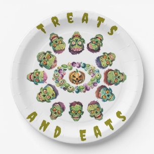 Assiettes En Carton Cercle d'Halloween des zombies