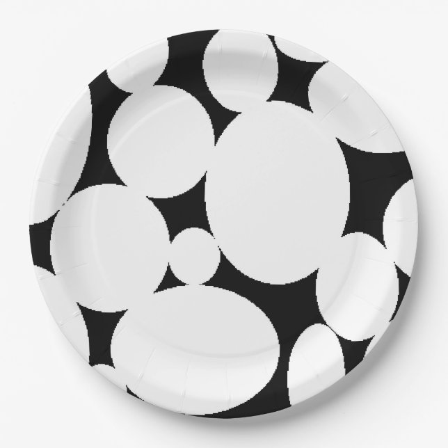ASSIETTES EN CARTON CERCLES BLANCS (Devant)