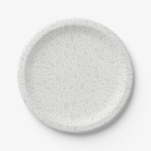 Assiettes En Carton Cercles blancs gris Abstraits modernes Motif d'hiv