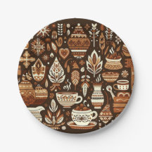 Cercles de cacao : Plaques de papier rond Folk Art