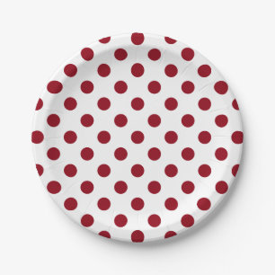 Assiettes En Carton Cercles Pois rouges Crimson