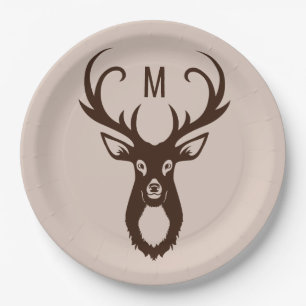 Assiettes En Carton Cerf avec vos plaques de papier Monogramme