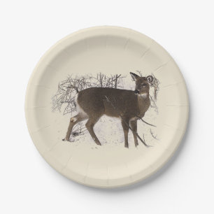 Assiettes En Carton Cerf dans les plaques de papier neige