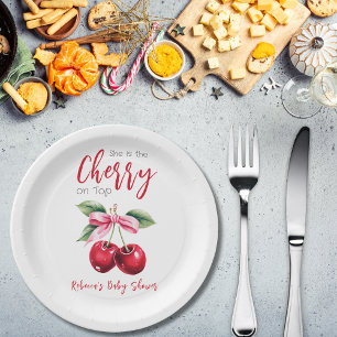 Assiettes En Carton Cerise sur le Baby shower de la fille de la cornei
